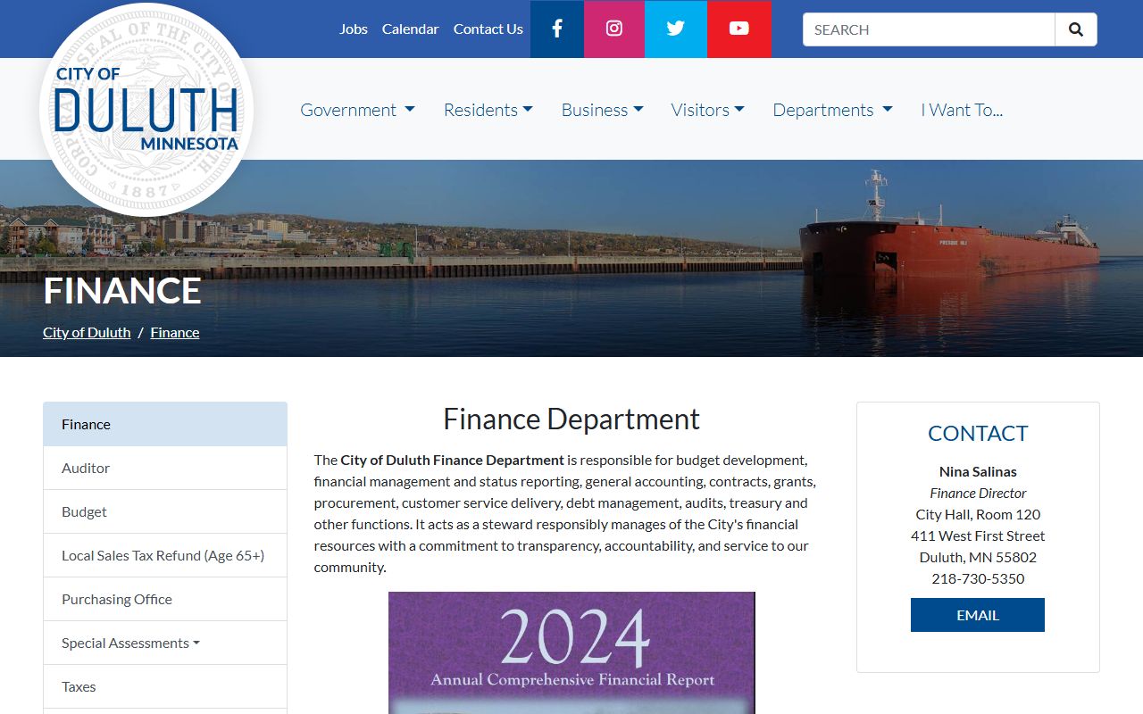 Duluth unclaimed money Finance Department city government page