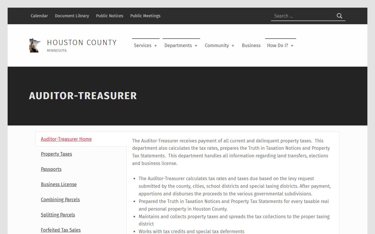 houston county auditor treasurer unclaimed money