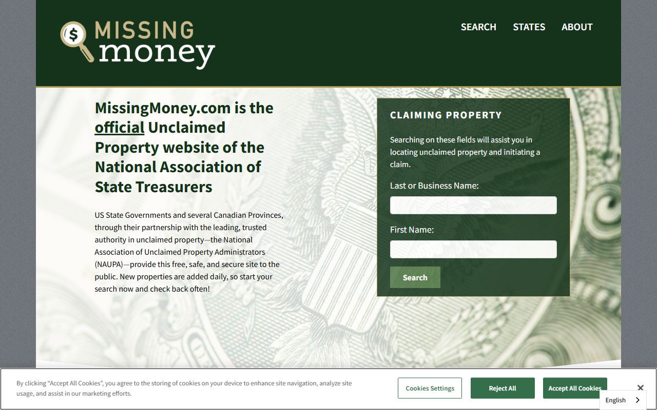 MissingMoney.com national unclaimed money database search